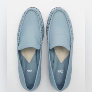 Zara Leather Loafers Blue Size 39